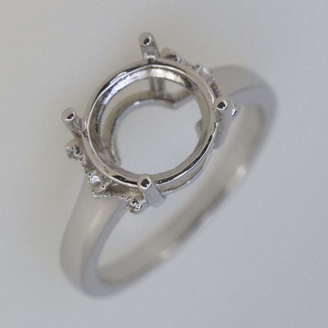 18K Gold Semi Mount Ring Setting Round RD 10x10mm Solitaire Diamond Accent Syzjewelry