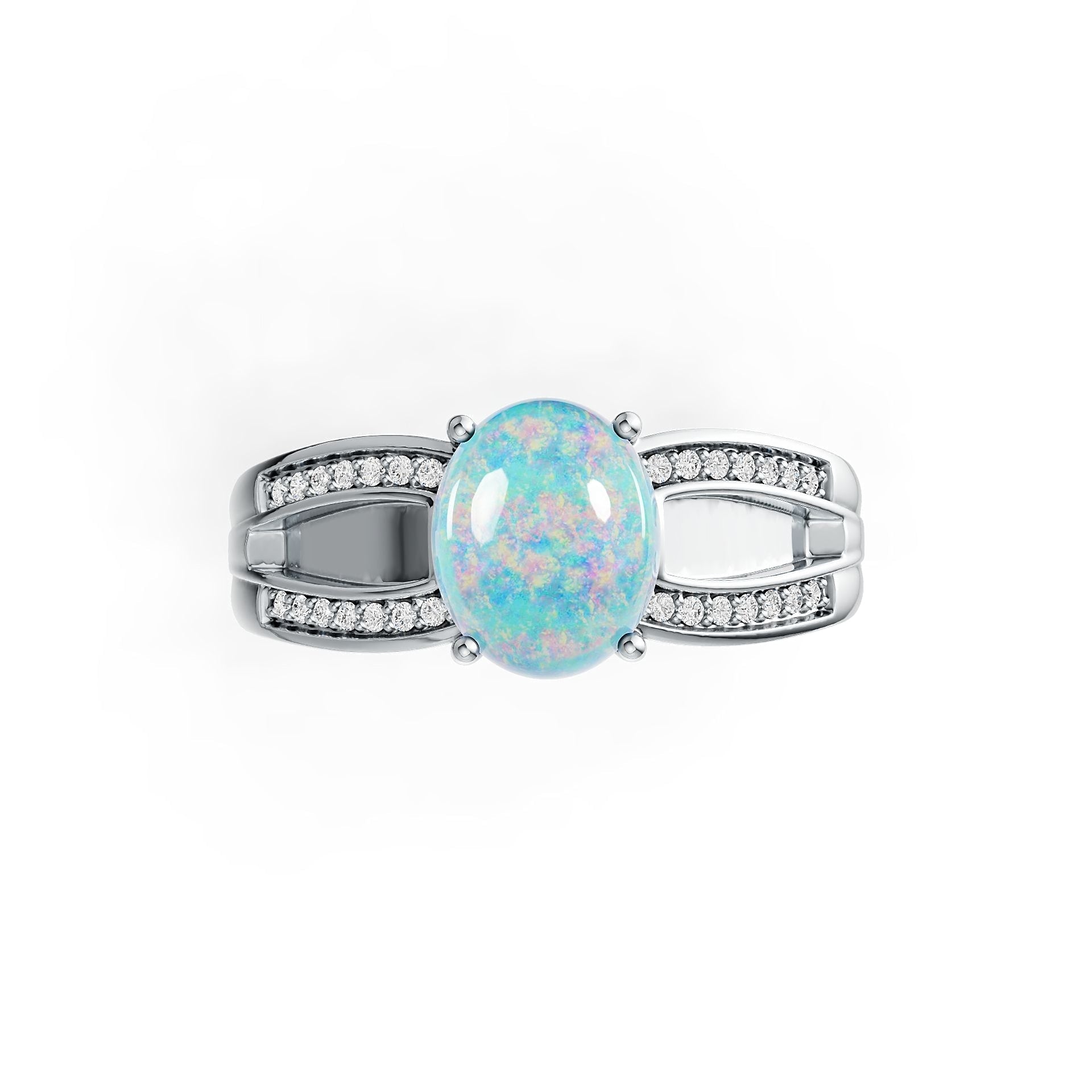 Platinum Semi Mount Ring Setting Oval OV 10X8mm Cabochon Diamond Accent DHJ