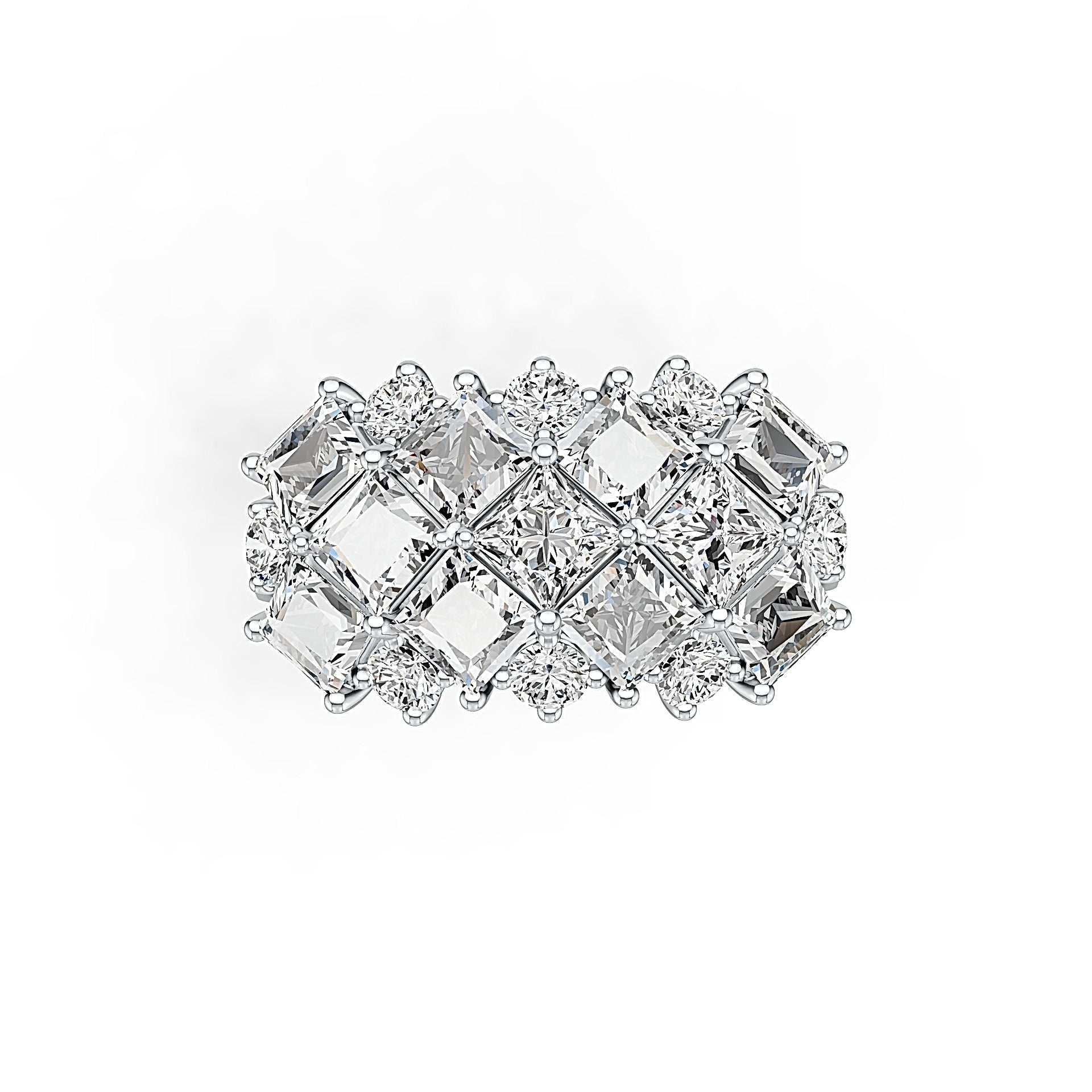 Platinum Semi Mount Ring Setting Princess SQ 4X4mm Diamond Accent DHJ
