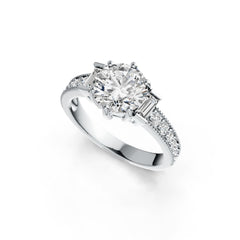 10K Gold Semi Mount Ring Setting Round RD 8X8mm with Moissanite Accent DHJ