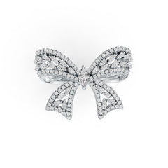 10K Gold Semi Mount Ring Setting Marquise MQ 6X3mm Ribbon Bow Theme Moissanite Accent DHJ