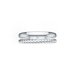 Platinum Ring Double Band Twisted Rope Theme DHJ