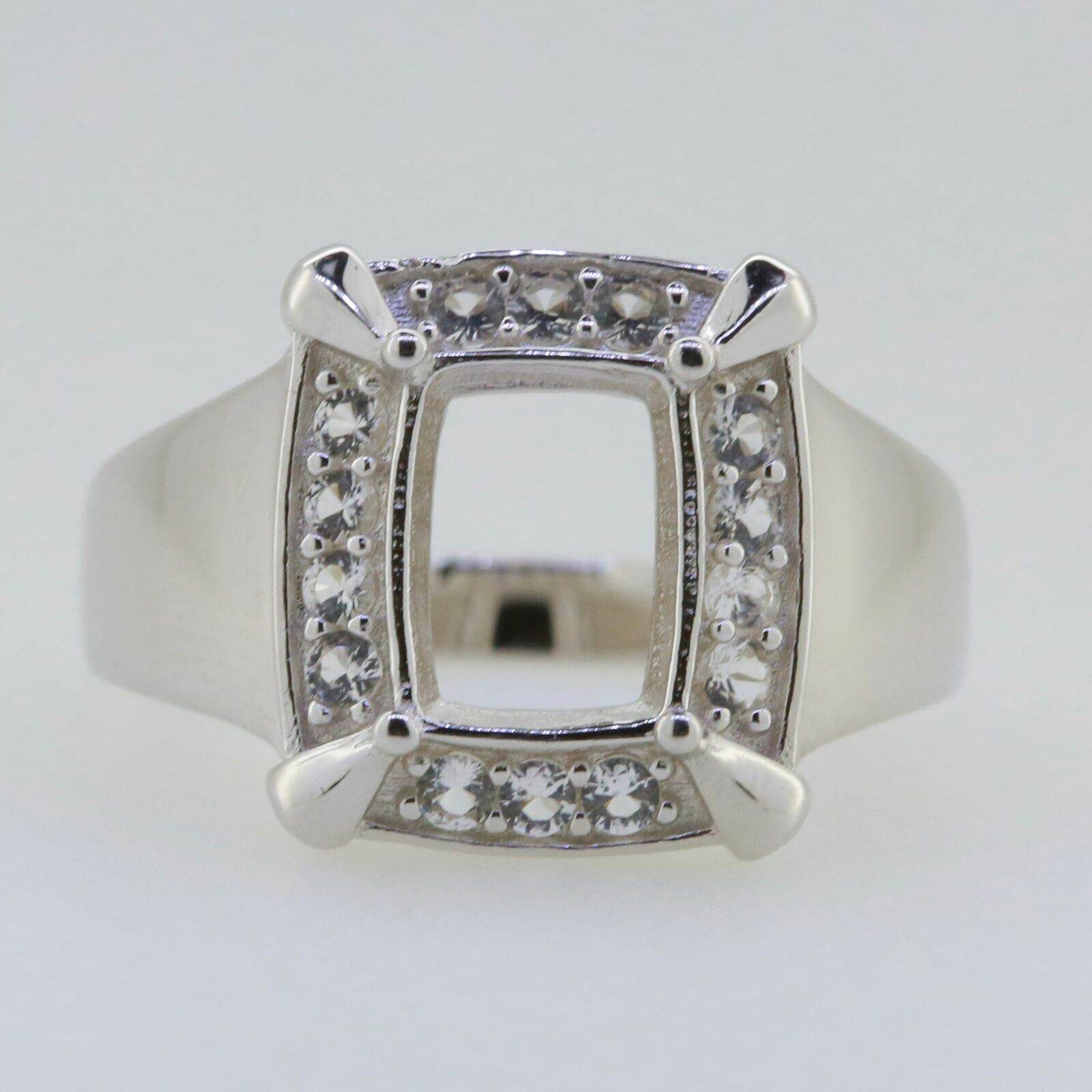 10K Gold Semi Mount Ring Setting Cushion CU 9x7mm 7738R Moissanite Accent Syzjewelry