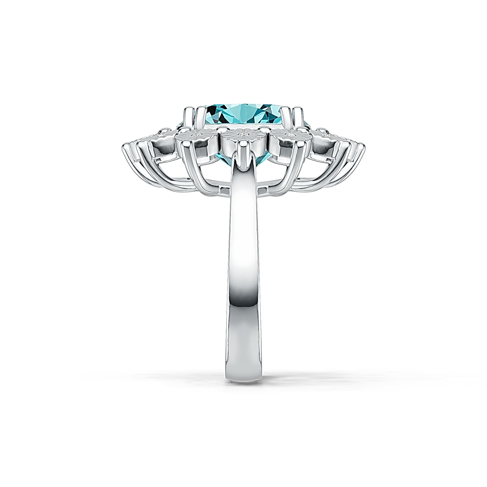 Sterling Silver Semi Mount Ring Setting Oval OV 12X10mm Halo Cocktail Ring DHJ