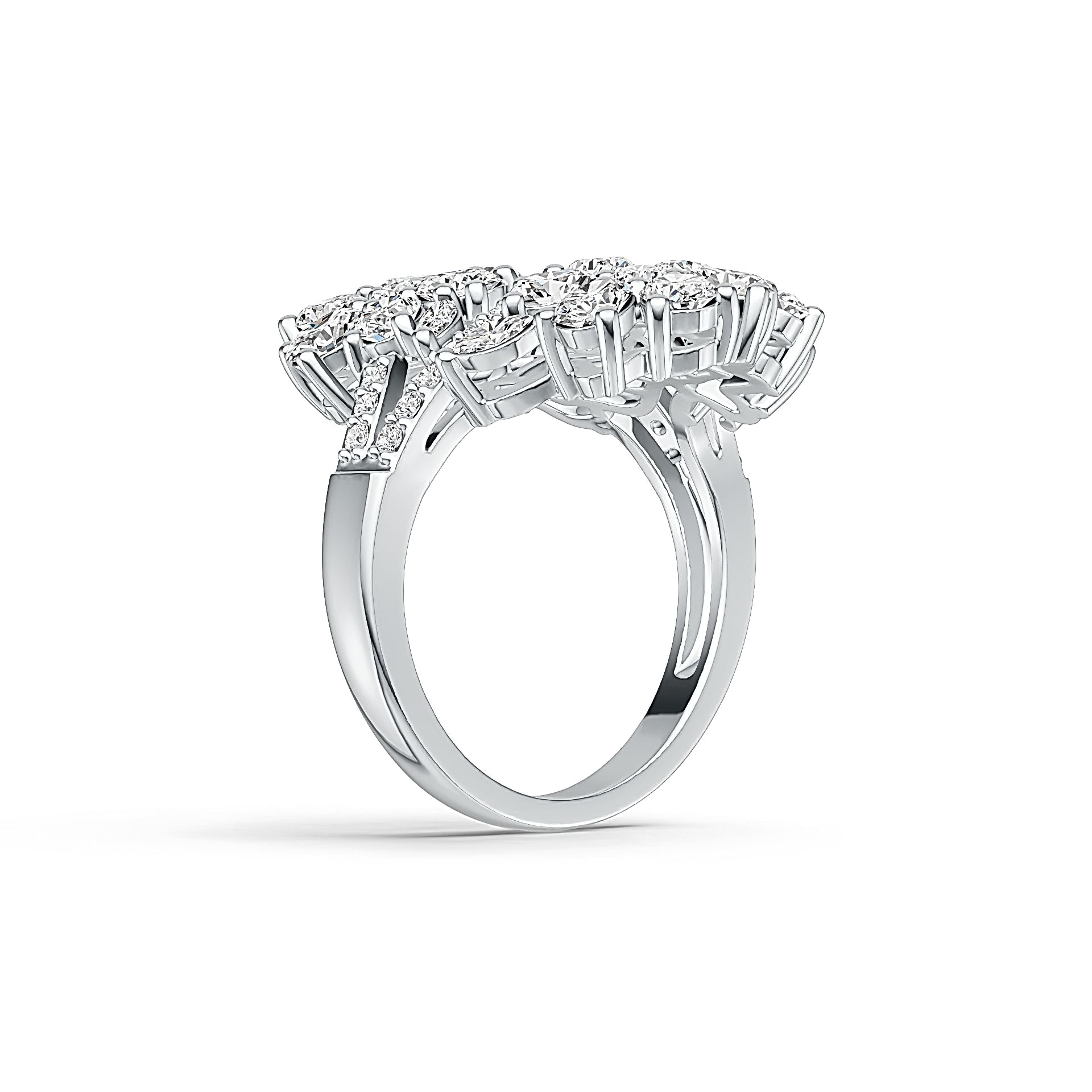 14K Gold Cluster Cocktail Ring with White Topaz or Moissanite Diamond Accent DHJ