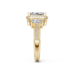 14K Gold Semi Mount Ring Setting Emerald Em 8x6mm Diamond Accent Syz Jewelry