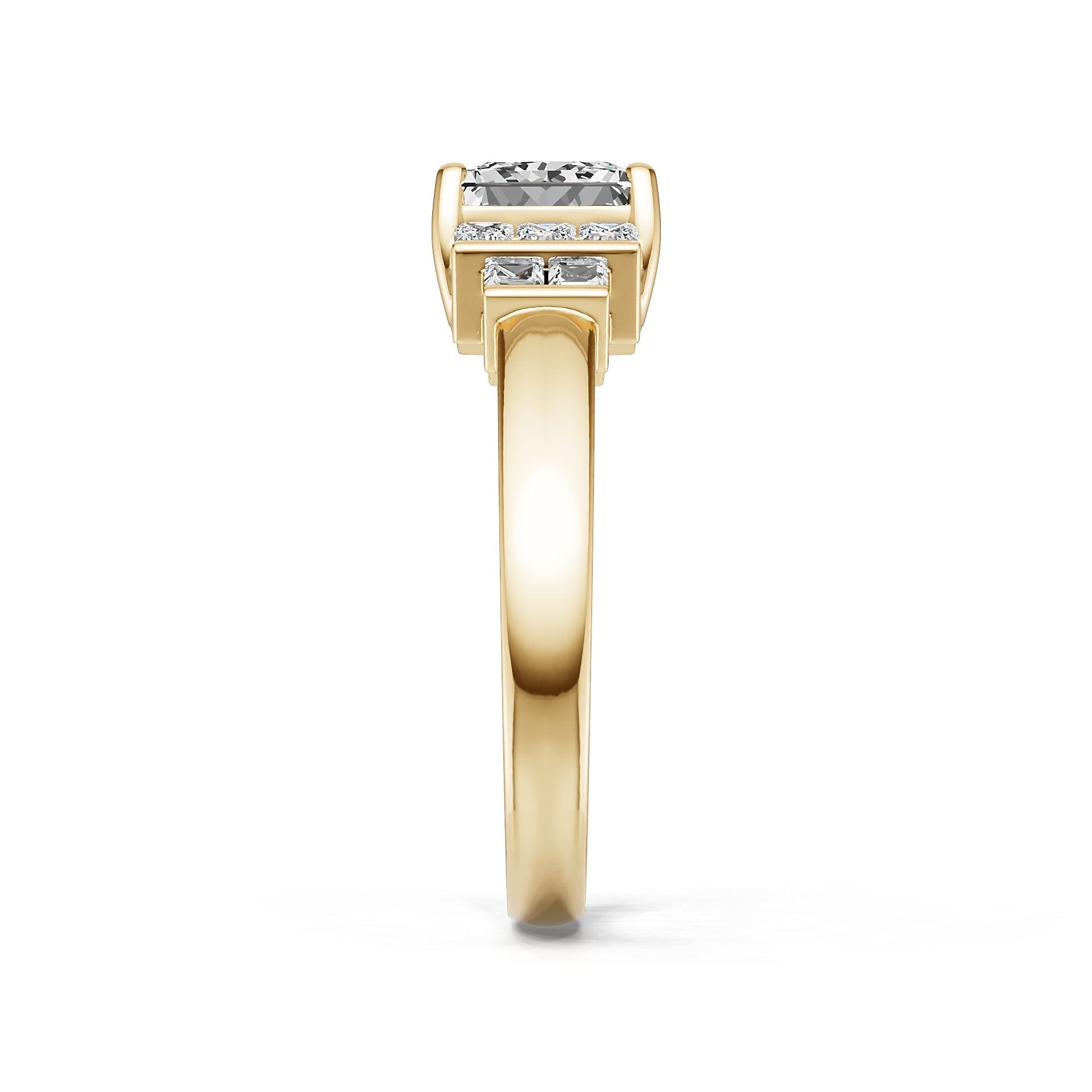 10K Gold Semi Mount Ring Setting Princess Pr 7x7mm Moissanite Accent Syz Jewelry