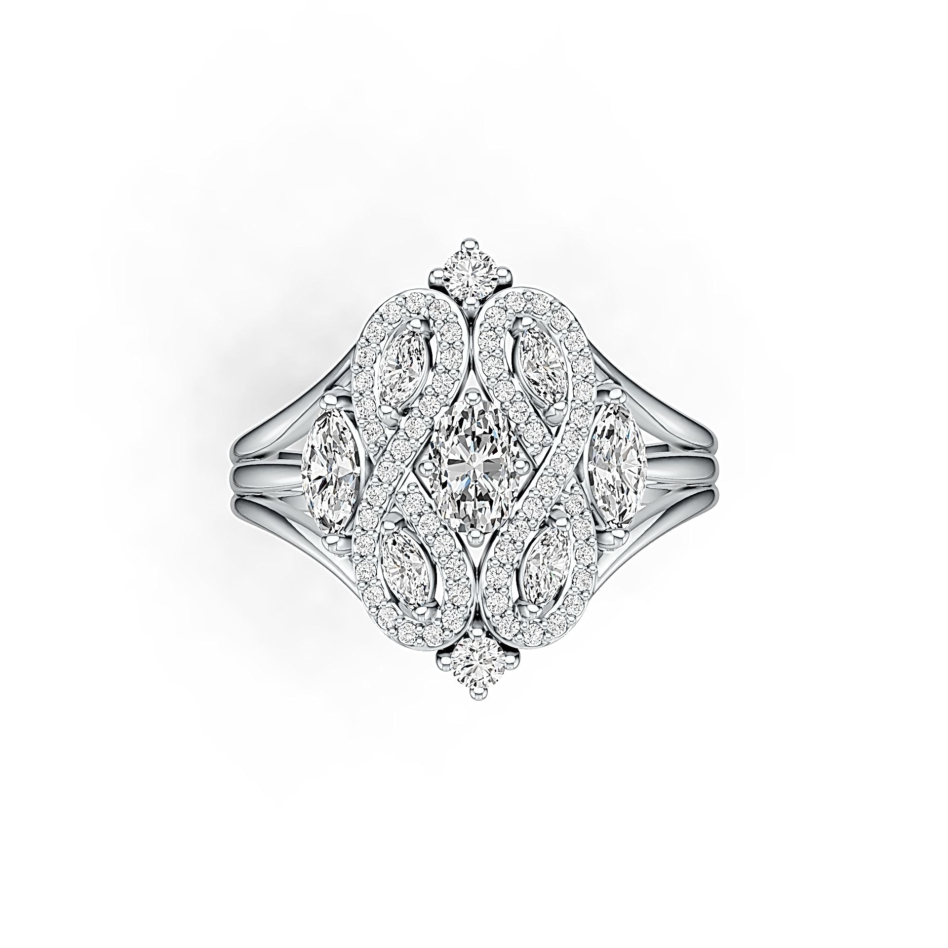 Platinum Semi Mount Ring Setting Oval OV 6X4mm Diamond Accent DHJ
