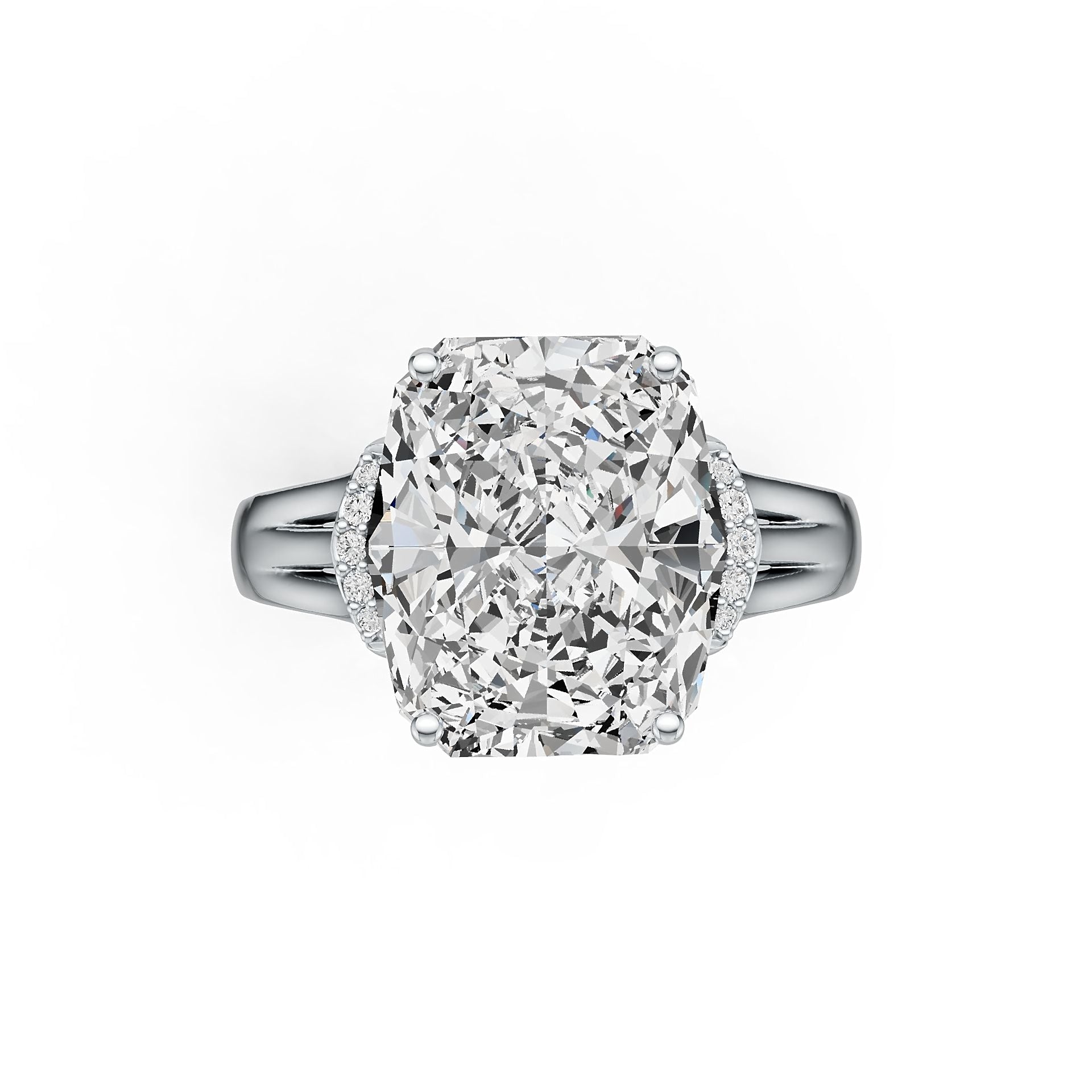 Platinum Semi Mount Ring Setting Cushion CU 14X12mm Diamond Accent DHJ