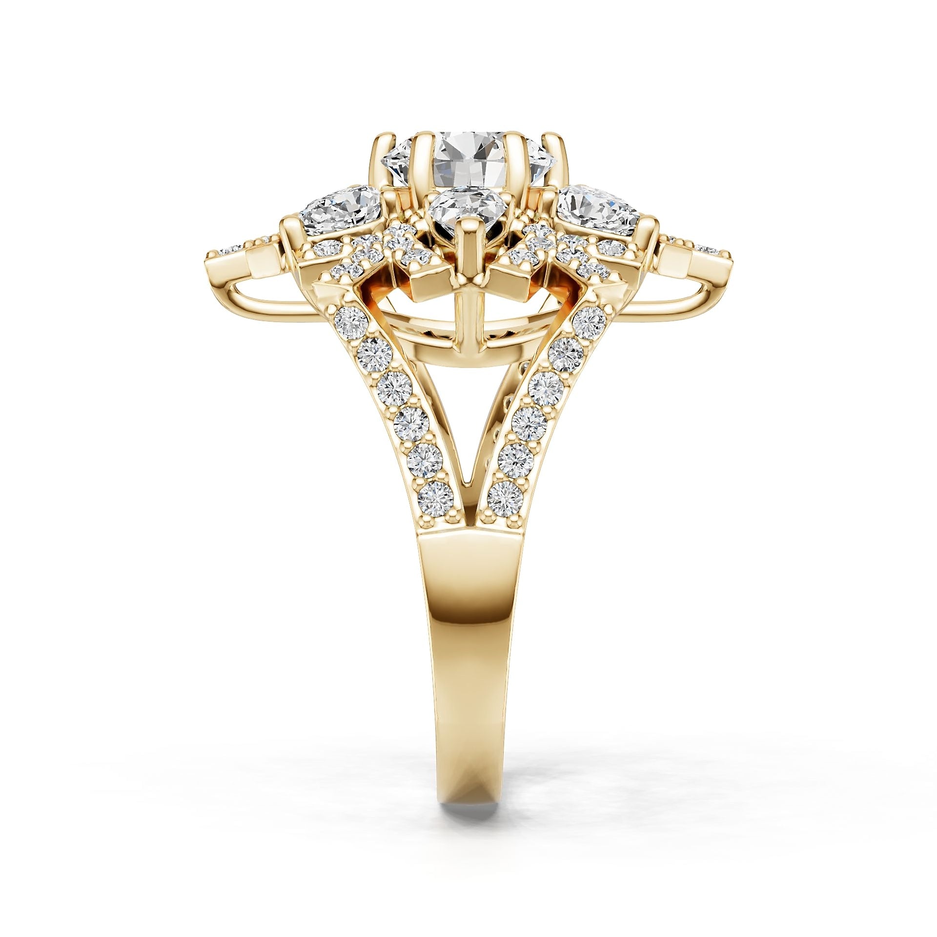 14K Gold Semi Mount Ring Setting Round Ro 4x3mm Syz Jewelry