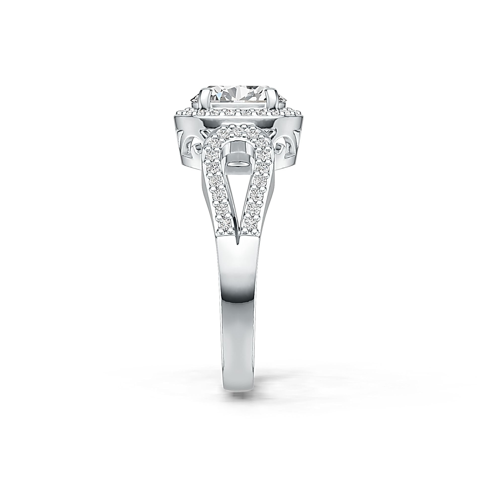 Sterling Silver Semi Mount Ring Setting Oval OV 8X6mm Halo Split Shank DHJ