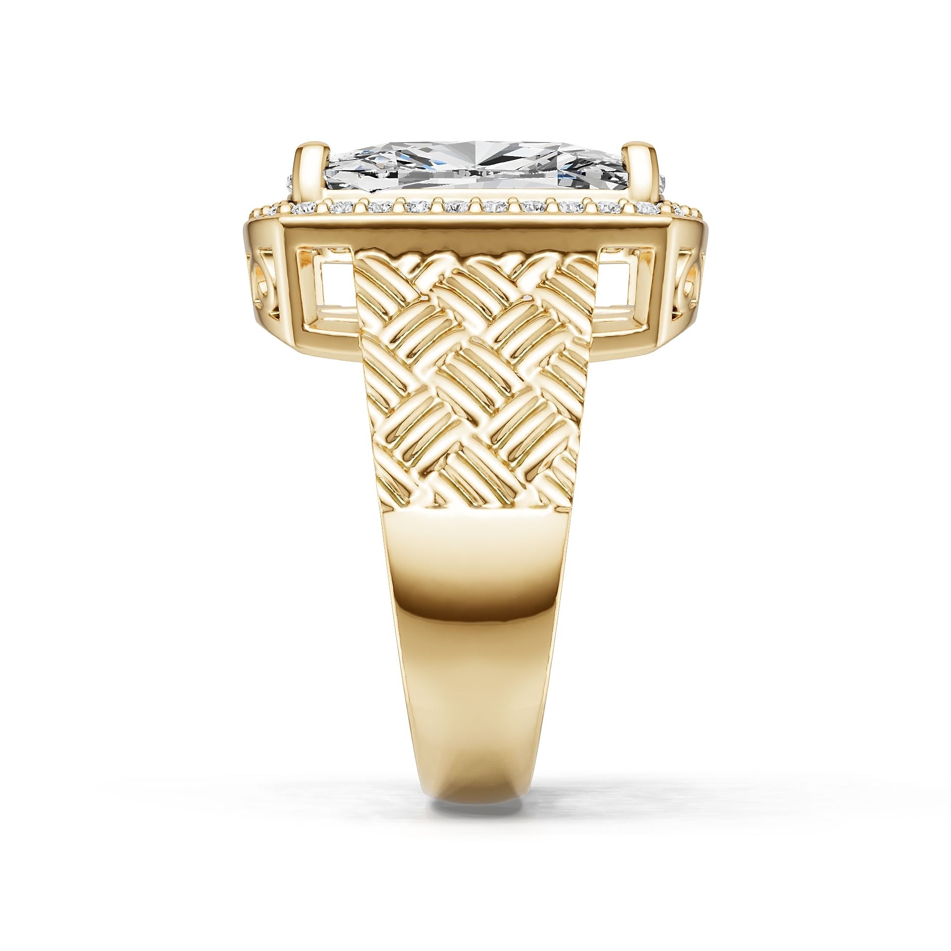 10K Gold Semi Mount Ring Setting Round Ro 14x10mm Moissanite Accent Syz Jewelry