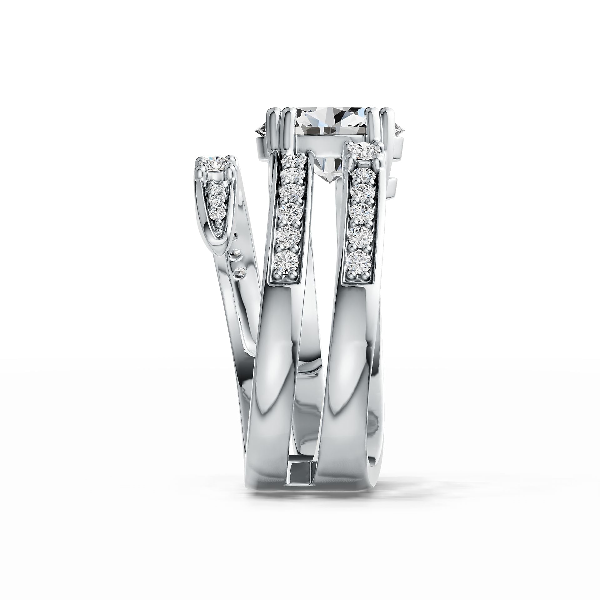 Sterling Silver Semi Mount Ring Setting Oval OV 9X7mm Triple-Band DHJ