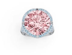 18K Gold Semi Mount Ring Setting Round RD 15x15mm with White Topaz Diamond Accent DHJ