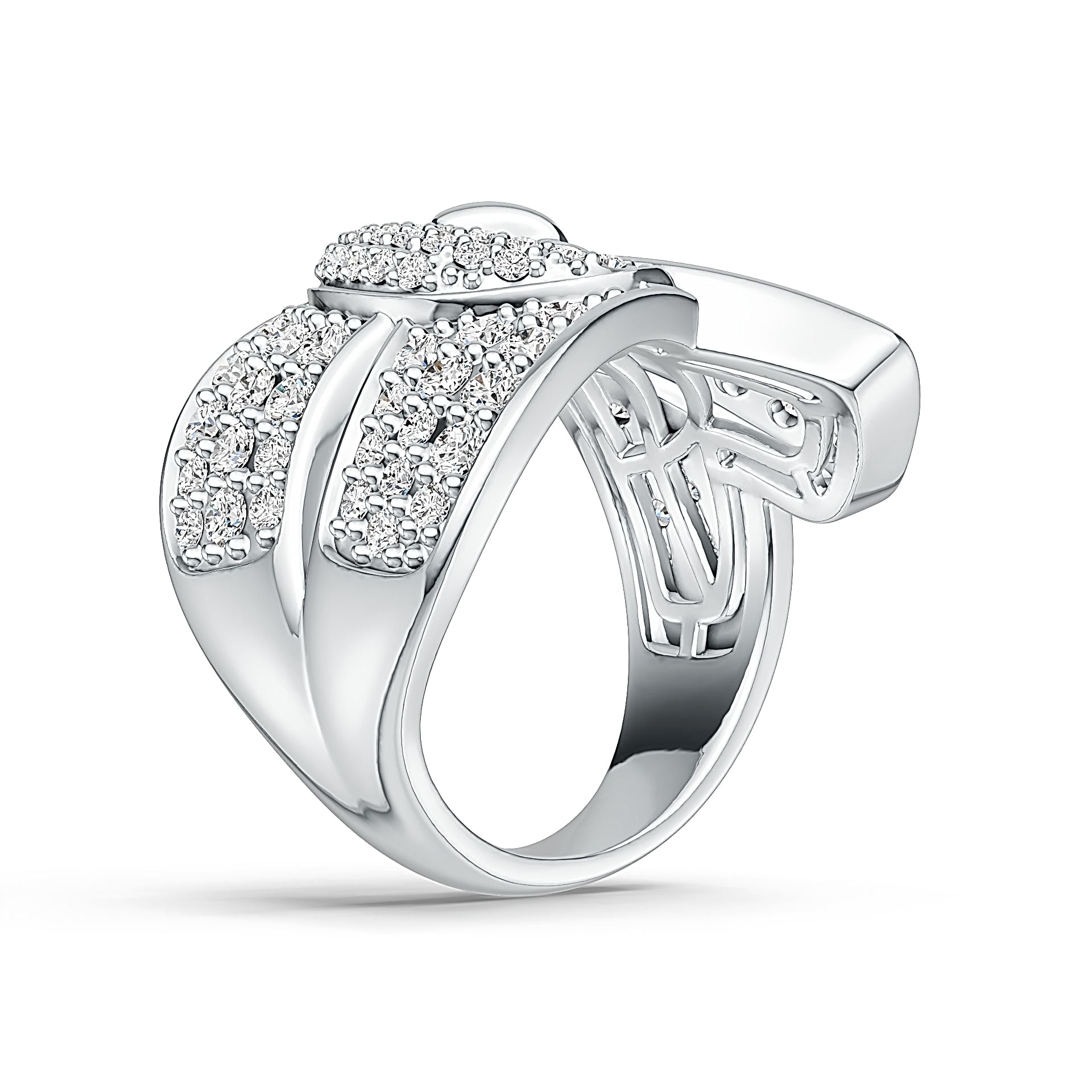 10K Gold Ring Belt Buckle Theme with White Topaz or Moissanite Moissanite Accent DHJ