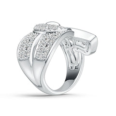 10K Gold Ring Belt Buckle Theme with White Topaz or Moissanite Moissanite Accent DHJ