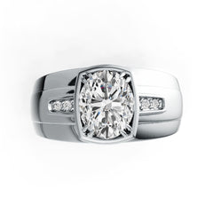 Men's 10K Gold Semi Mount Ring Setting Oval OV 10X8mm Double Prongs Moissanite Accent DHJ