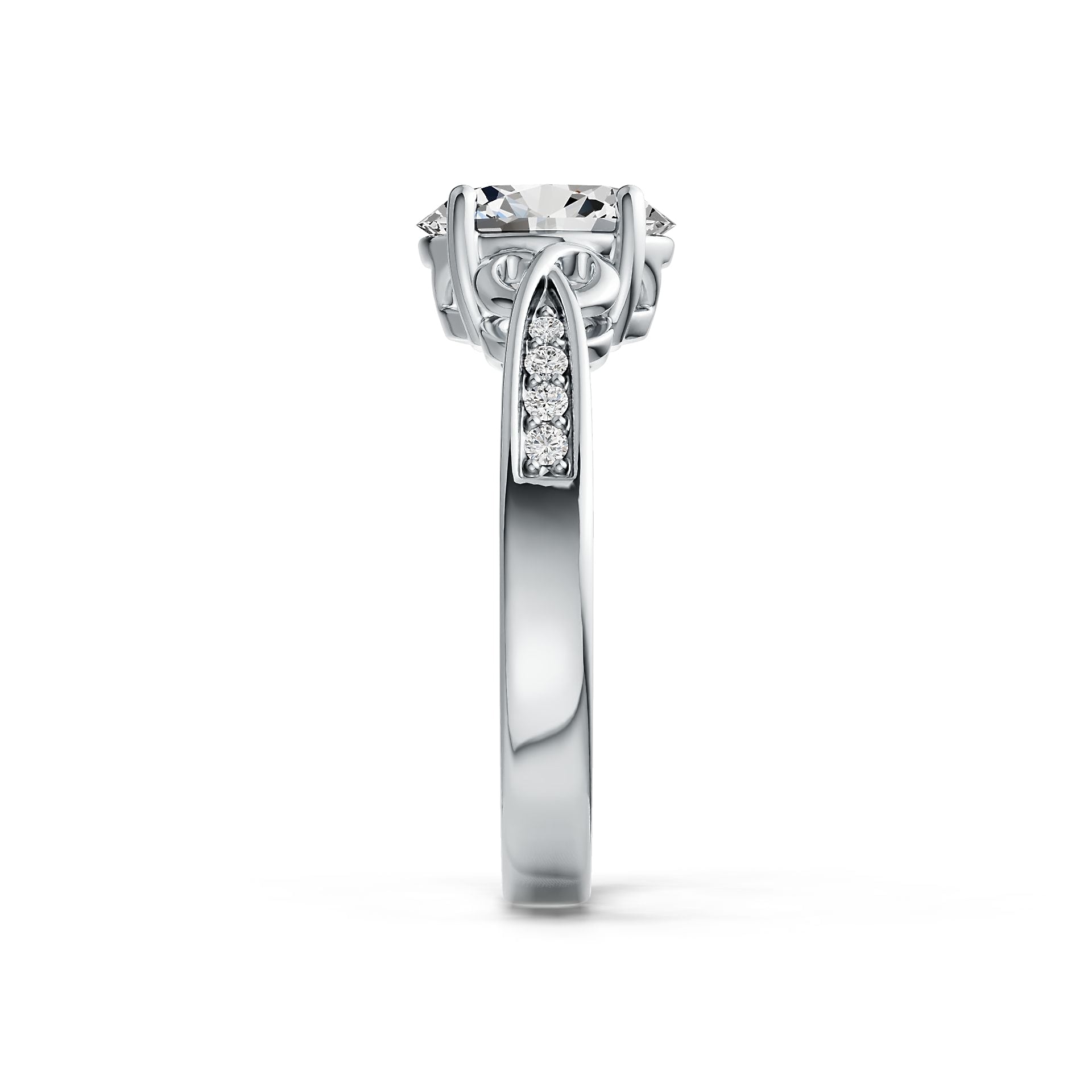 Platinum Semi Mount Ring Setting Oval OV 9X7mm Solitaire with White Topaz Diamond Accent DHJ