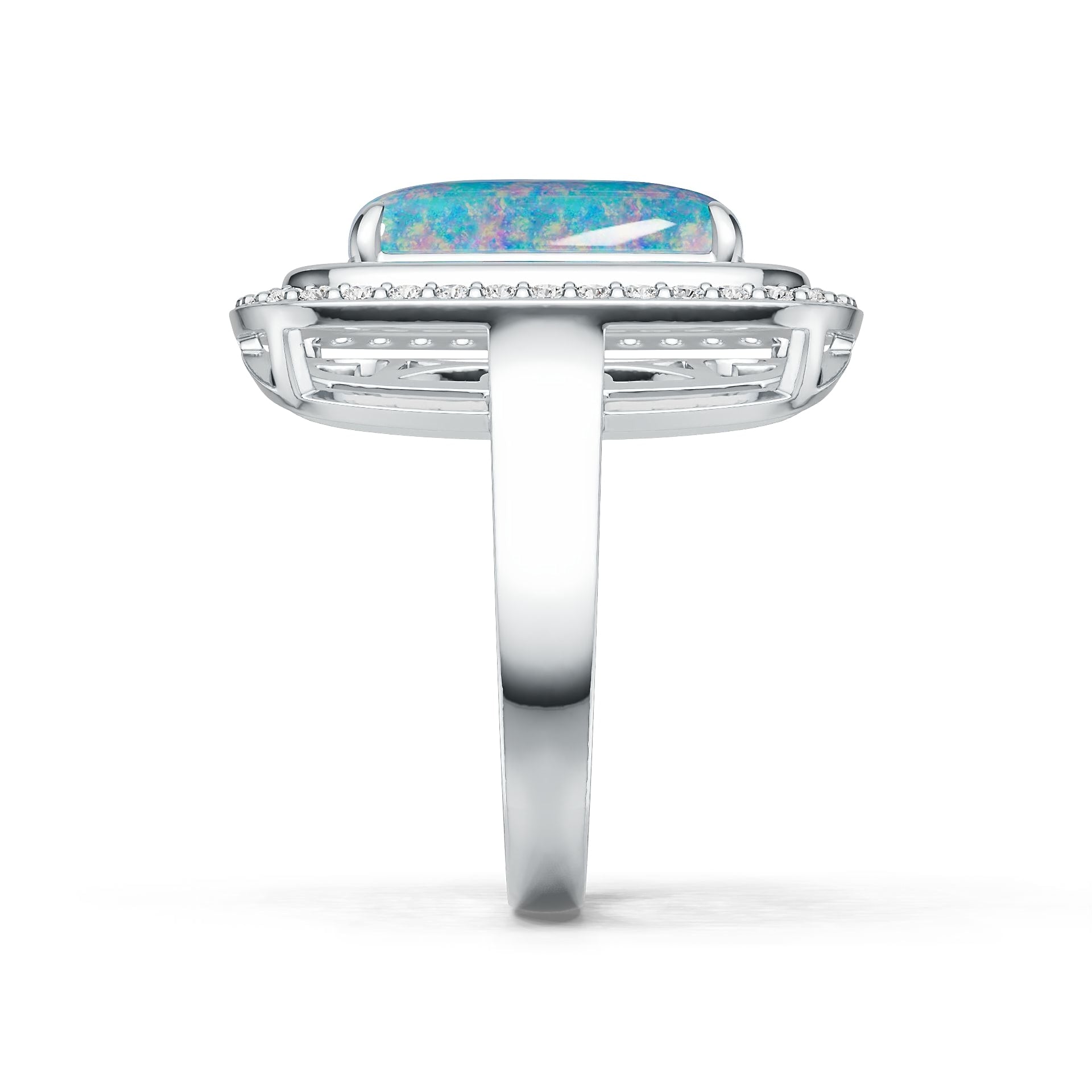 Sterling Silver Semi Mount Ring Setting Cushion CU 14X10mm Cabochon DHJ