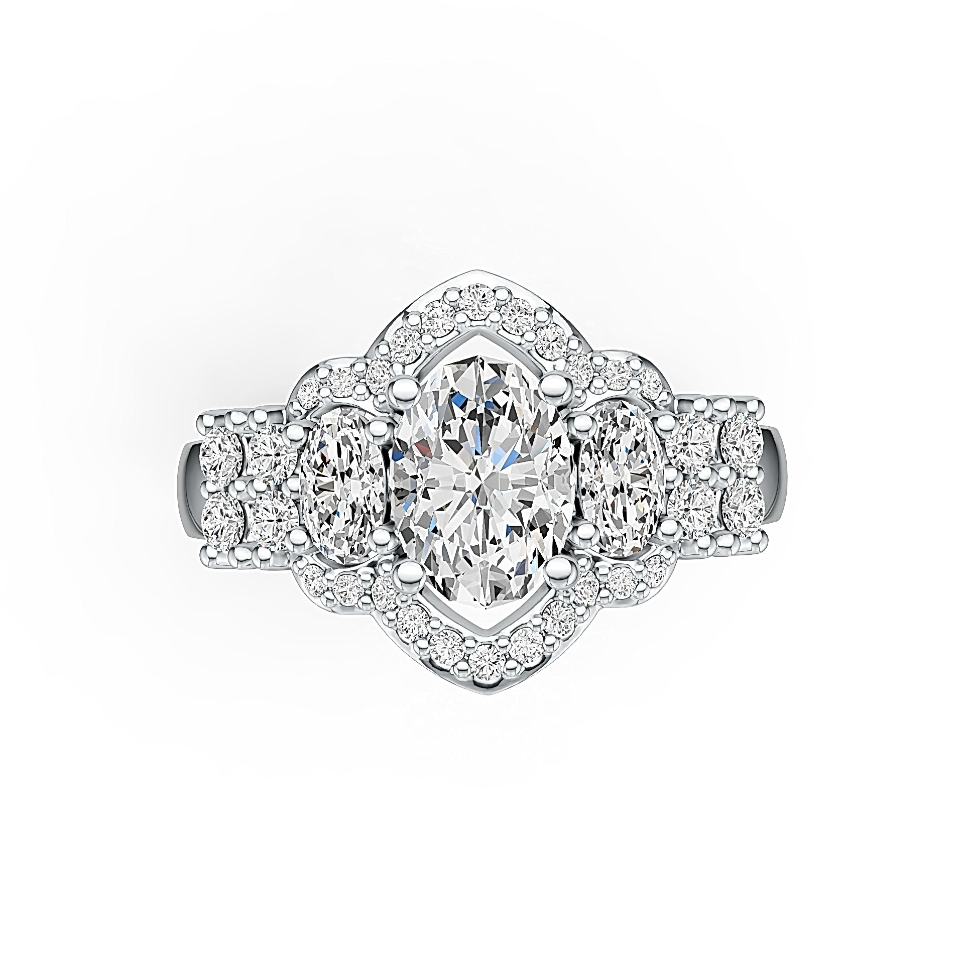 14K Gold Semi Mount Ring Setting Oval OV 8X6mm OV 5X3mm Diamond Accent DHJ