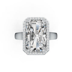 Platinum Semi Mount Ring Setting Emerald OCT 16X10mm Halo Diamond Accent DHJ