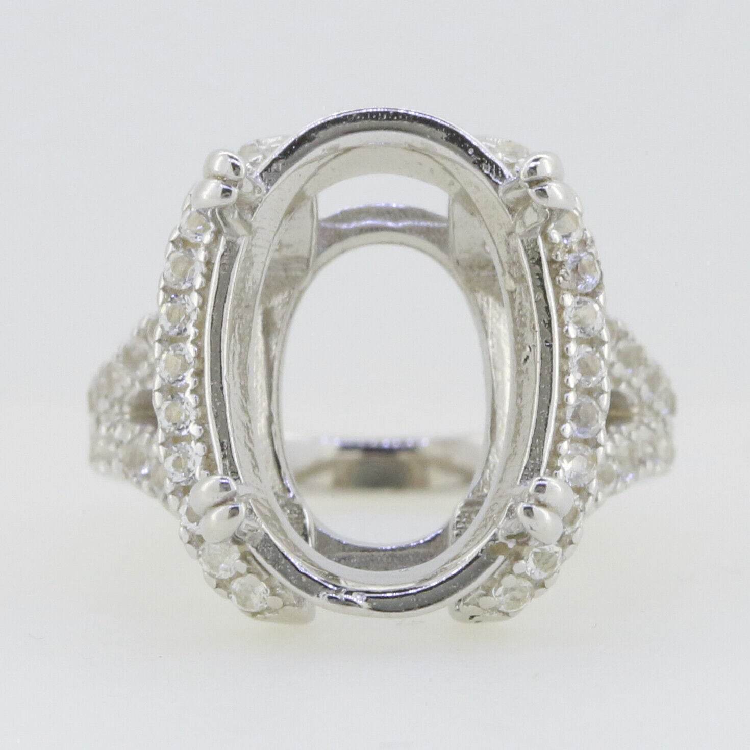 Platinum Semi Mount Ring Setting Oval OV 18x13mm Split Shank Diamond Accent Syzjewelry