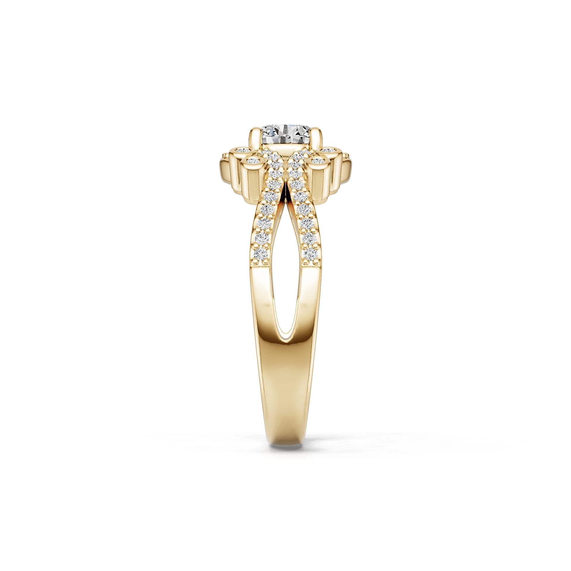 10K Gold Semi Mount Ring Setting Round Ro 5x5mm Moissanite Accent Syz Jewelry