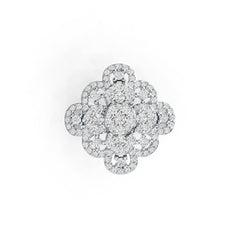 10K Gold Cocktail Ring Flower Theme with White Topaz or Moissanite Moissanite Accent DHJ