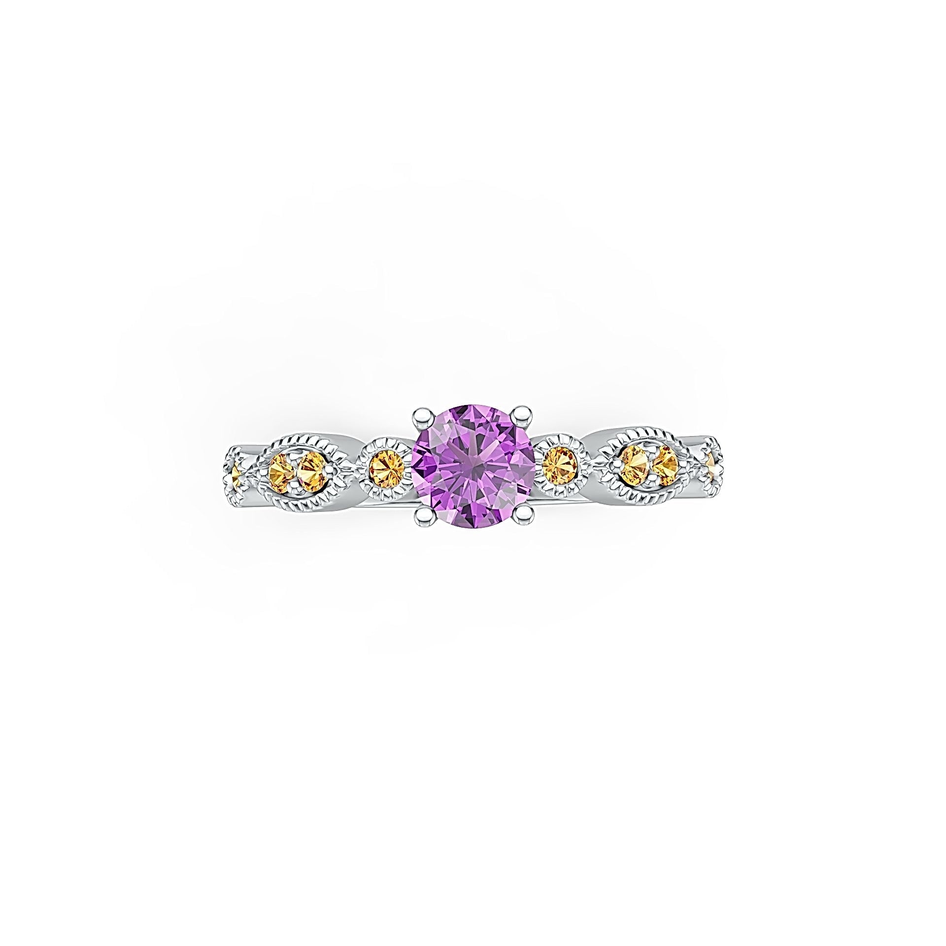 14K Gold Semi Mount Ring Setting Round RD 5x5mm Diamond Accent DHJ
