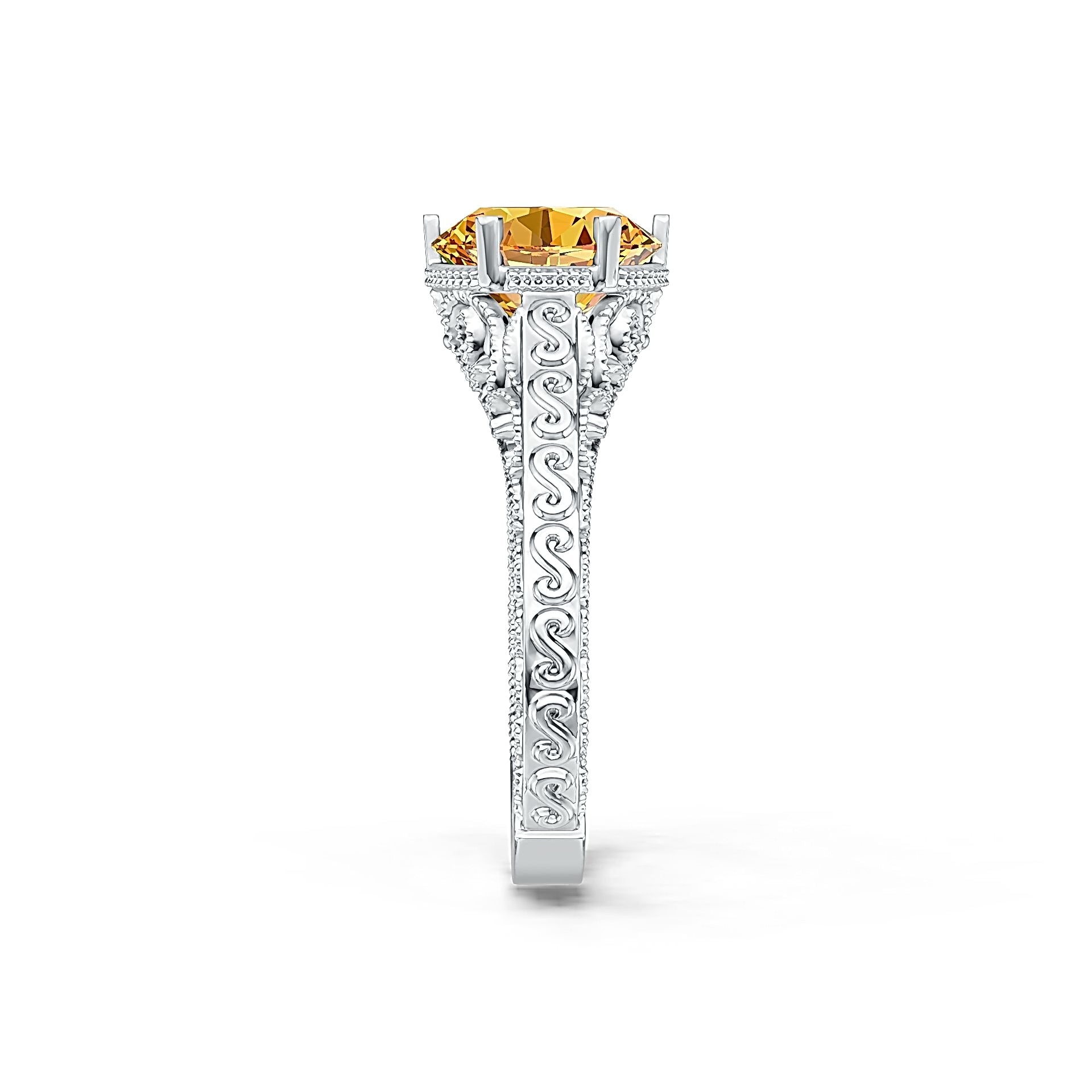 Sterling Silver Semi Mount Ring Setting Round RD 9x9mm Art Deco Style Syzjewelry