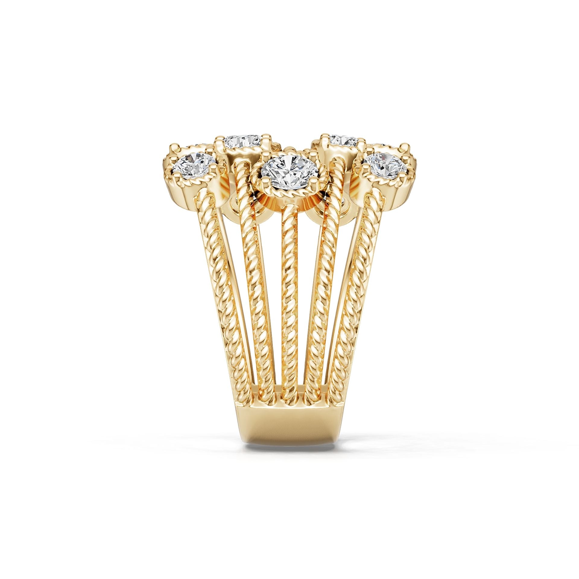 18K Gold Semi Mount Ring Setting Round Ro 4x4mm Diamond Accent Syz Jewelry