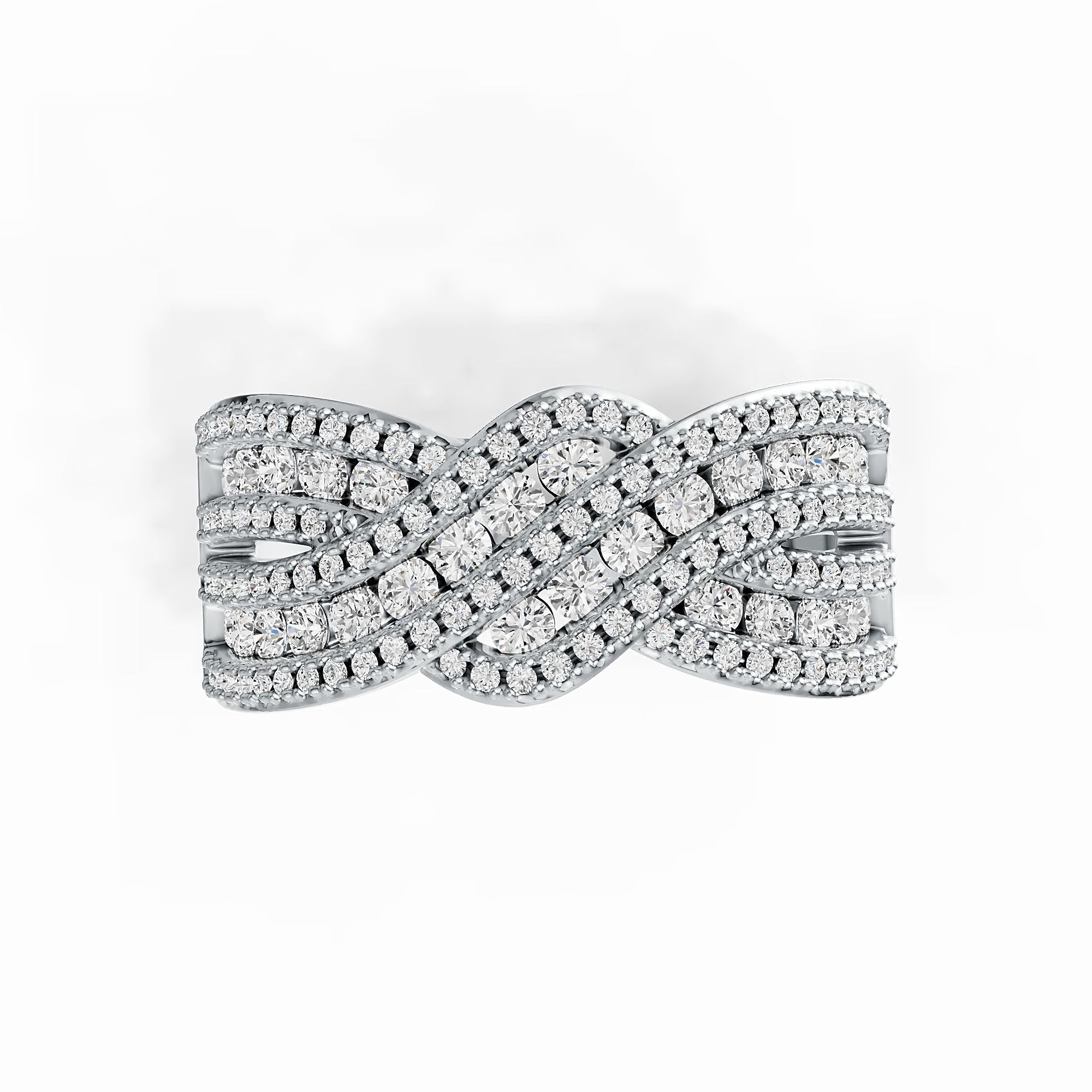 Platinum Ring Twisted Wave Theme with or Moissanite Diamond Accent DHJ