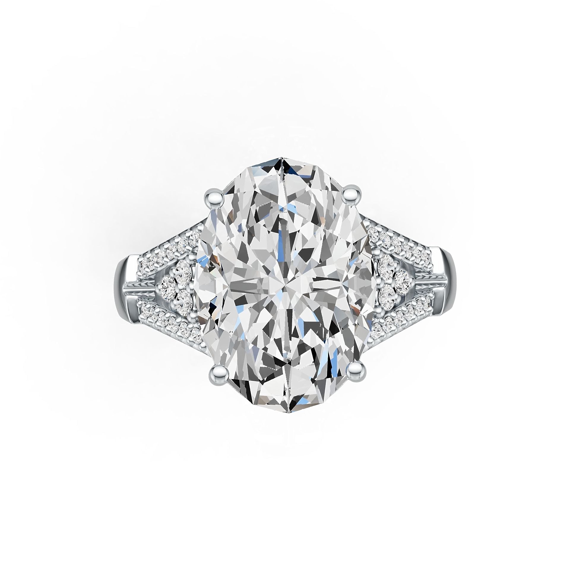 Platinum Semi Mount Ring Setting Oval OV 14X10mm Diamond Accent DHJ