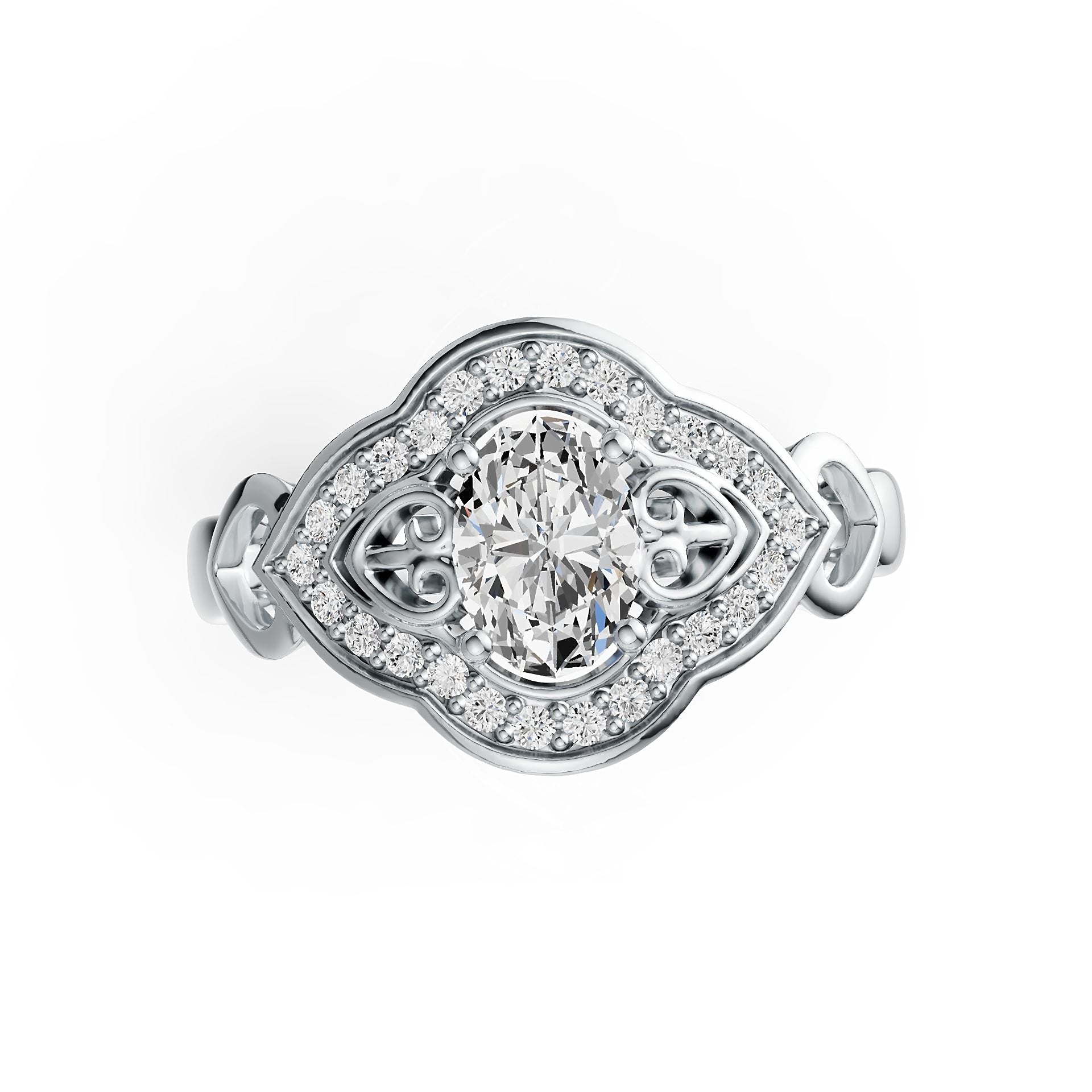 14K Gold Semi Mount Ring Setting Oval OV 7X5mm Diamond Accent DHJ