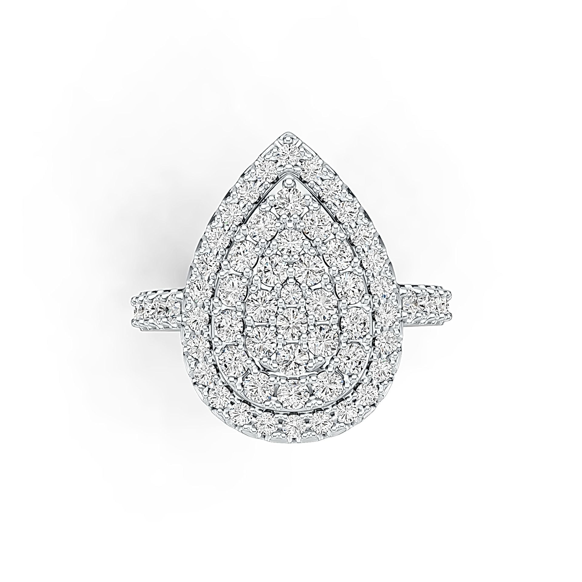 14K Gold Pear-Shaped Ring with White Topaz or Moissanite Diamond Accent DHJ