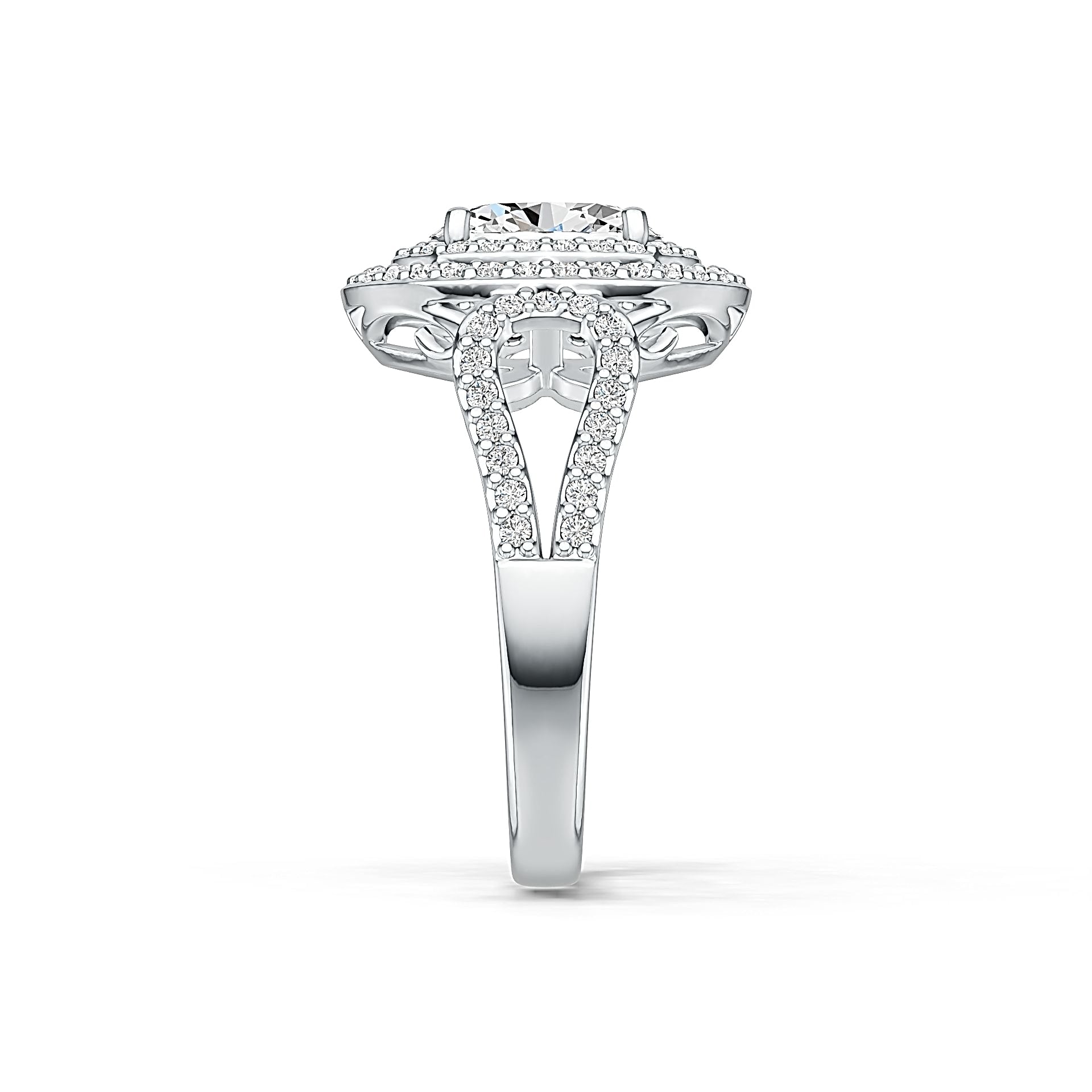 Sterling Silver Semi Mount Ring Setting Oval OV 8X6mm Double Halo DHJ