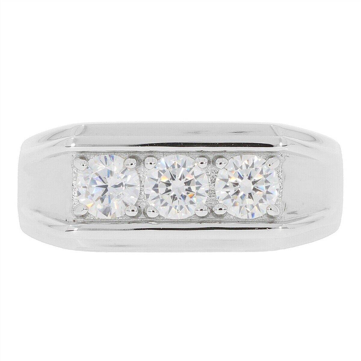 Men's 18K Gold Semi Mount Ring Setting RD 4x4mm 3 Stone Ring Diamond Accent Syzjewelry