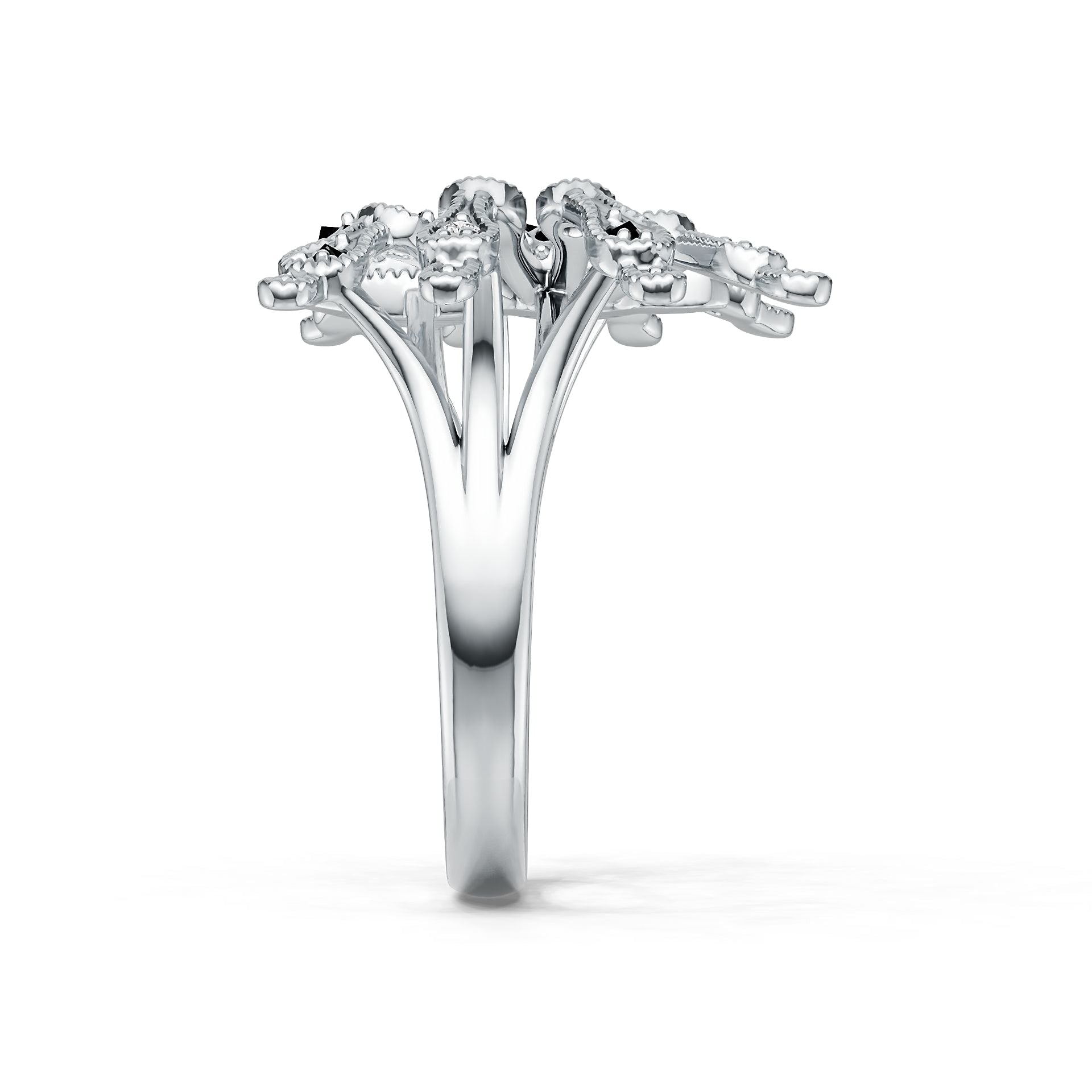 Sterling Silver Ring with White Topaz or Moissanite Spider Theme DHJ