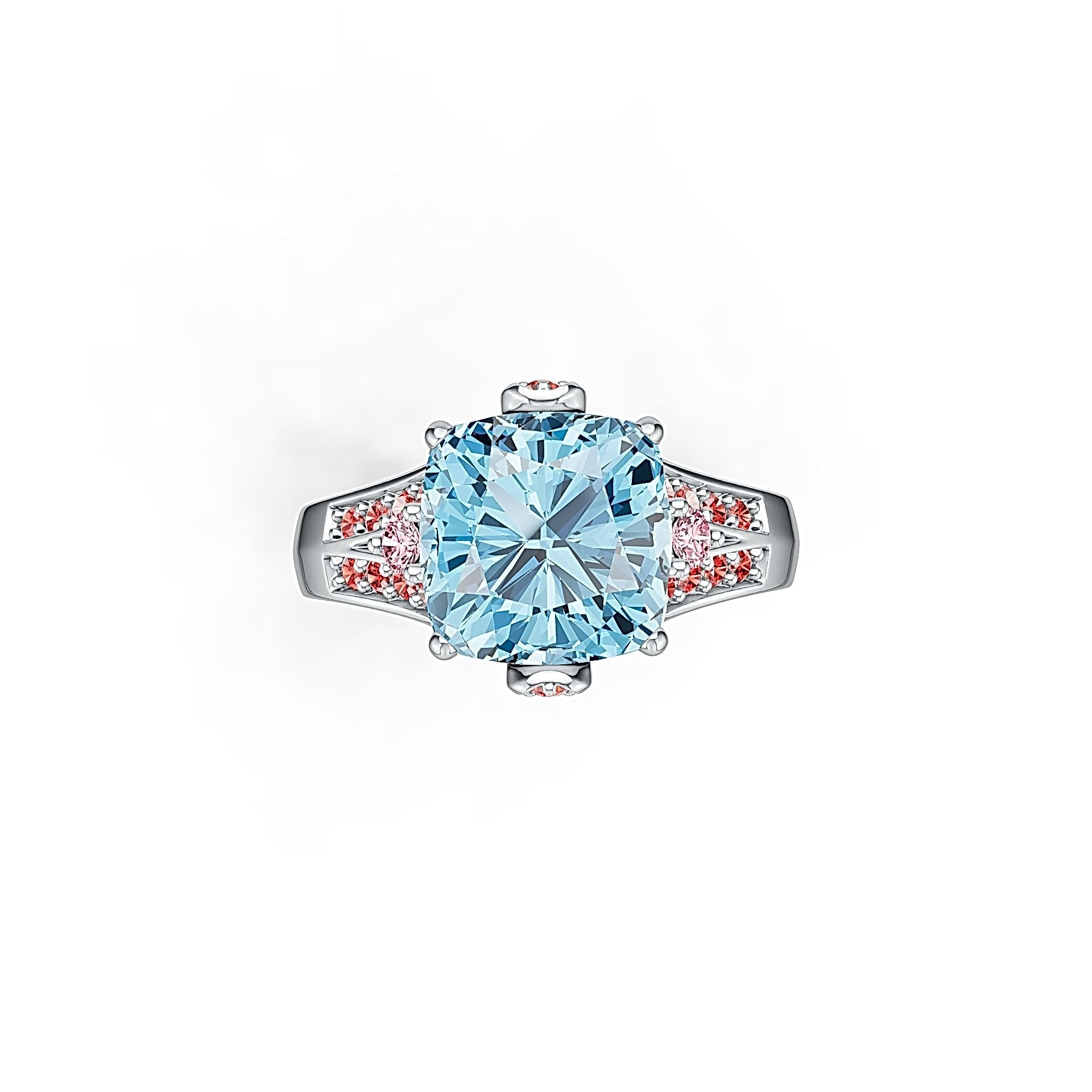 Platinum Semi Mount Ring Setting Cushion CU 10X10MM Diamond Accent DHJ