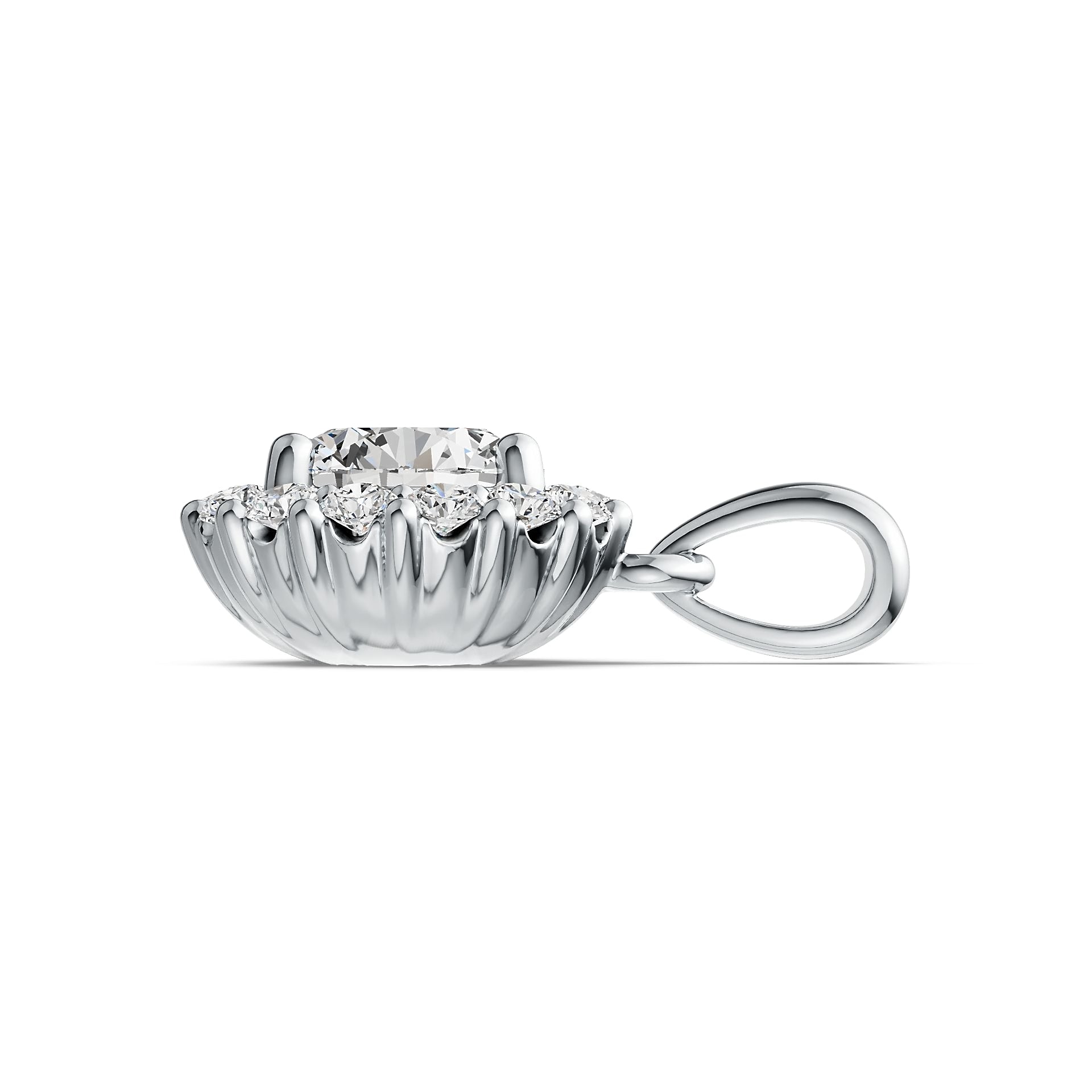Sterling Silver Semi Mount Pendant Setting Round RD 7x7mm Halo DHJ