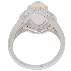 Platinum Semi Mount Ring Setting Cabochon Oval OV 10X8mm Diamond Accent Syzjewelry