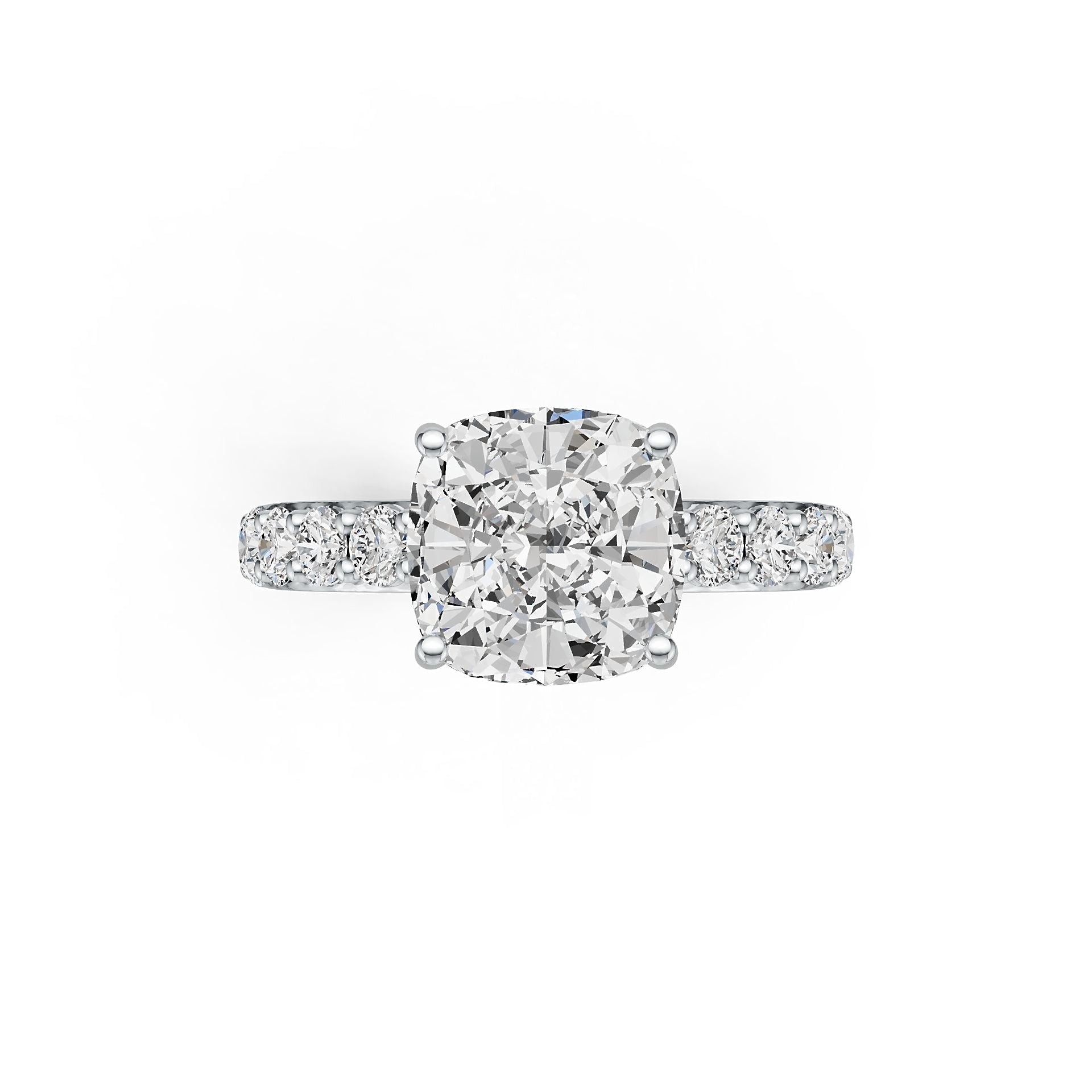 14K Gold Semi Mount Ring Setting Cushion CU 9X9mm Diamond Accent DHJ