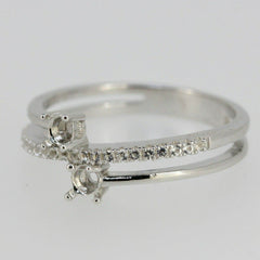 14K Gold Semi Mount Ring Setting Round RD 3.5x3.5mm PJC4187R Diamond Accent Syzjewelry