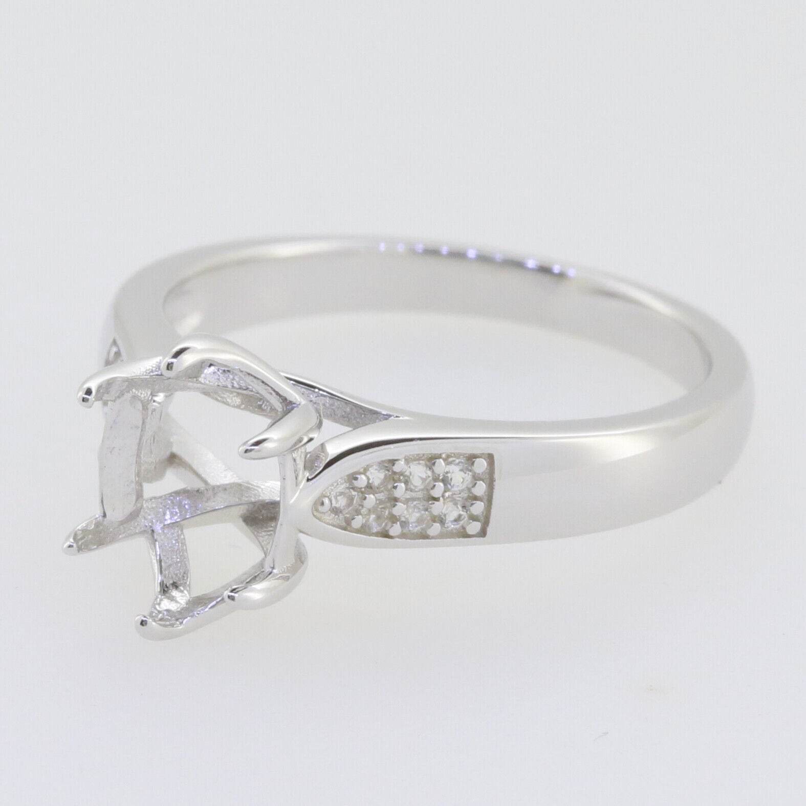 14K Gold Semi Mount Ring Setting Oval OV 9x7mm solitaire White Diamond Accent Syzjewelry