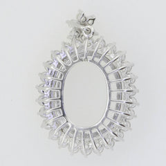 18K Gold Semi Mount Pendant Setting Oval OV 15x11mm Halo W/ Diamond Accent Syzjewelry