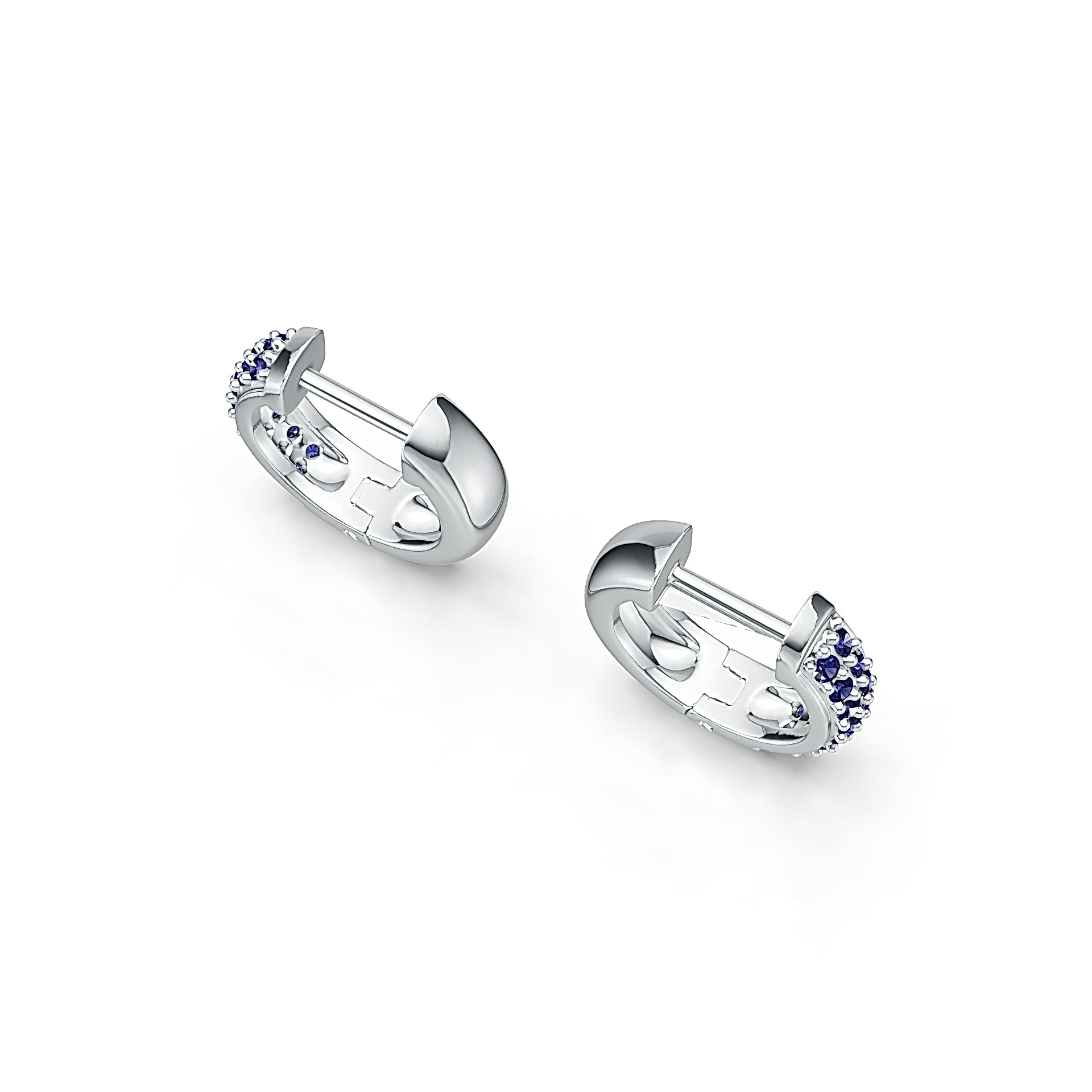 Platinum Hoop Earrings with or Moissanite Diamond Accent DHJ