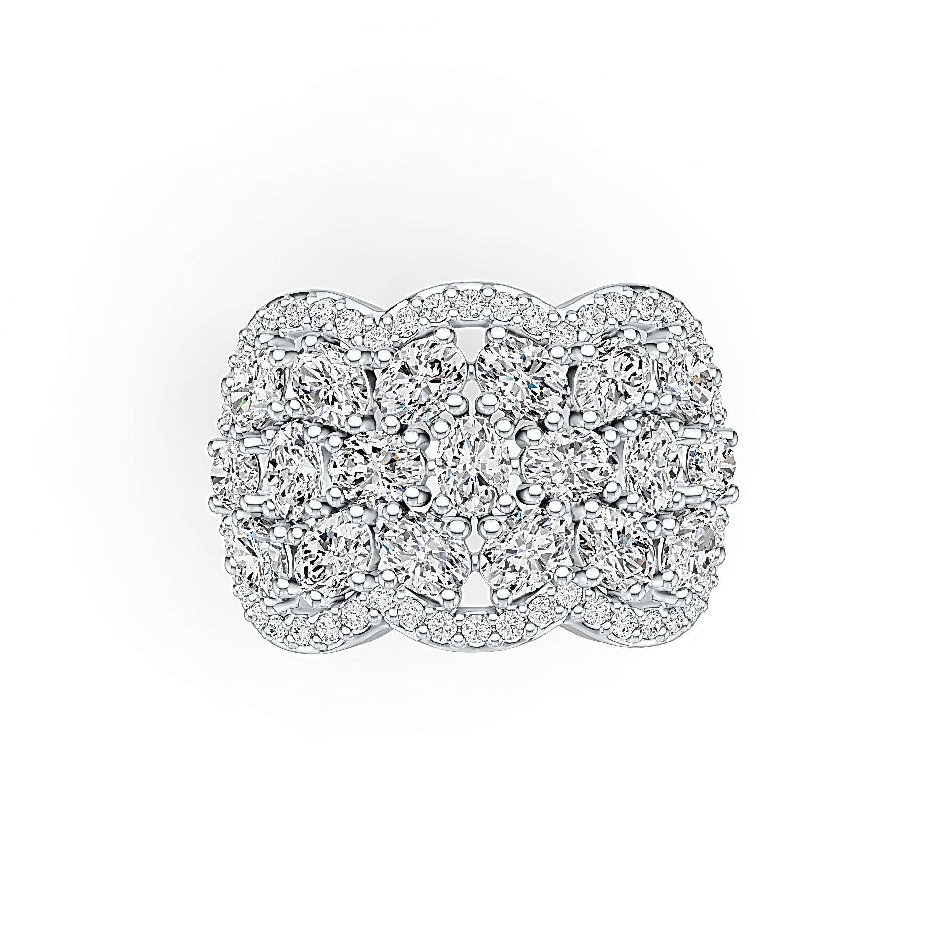 10K Gold Scalloped Cocktail Ring with White Topaz or Moissanite Moissanite Accent DHJ