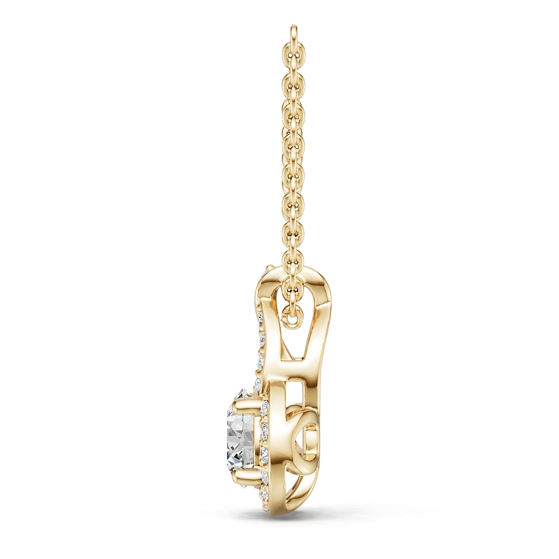 14K Gold Semi Mount Pendant Setting Round Ro 5x5mm Diamond Accent Syz Jewelry