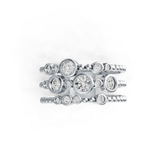 Platinum Semi Mount Ring Setting Round RD 4x4mm 3 Band Flush Bezel Band Ring Diamond Accent DHJ