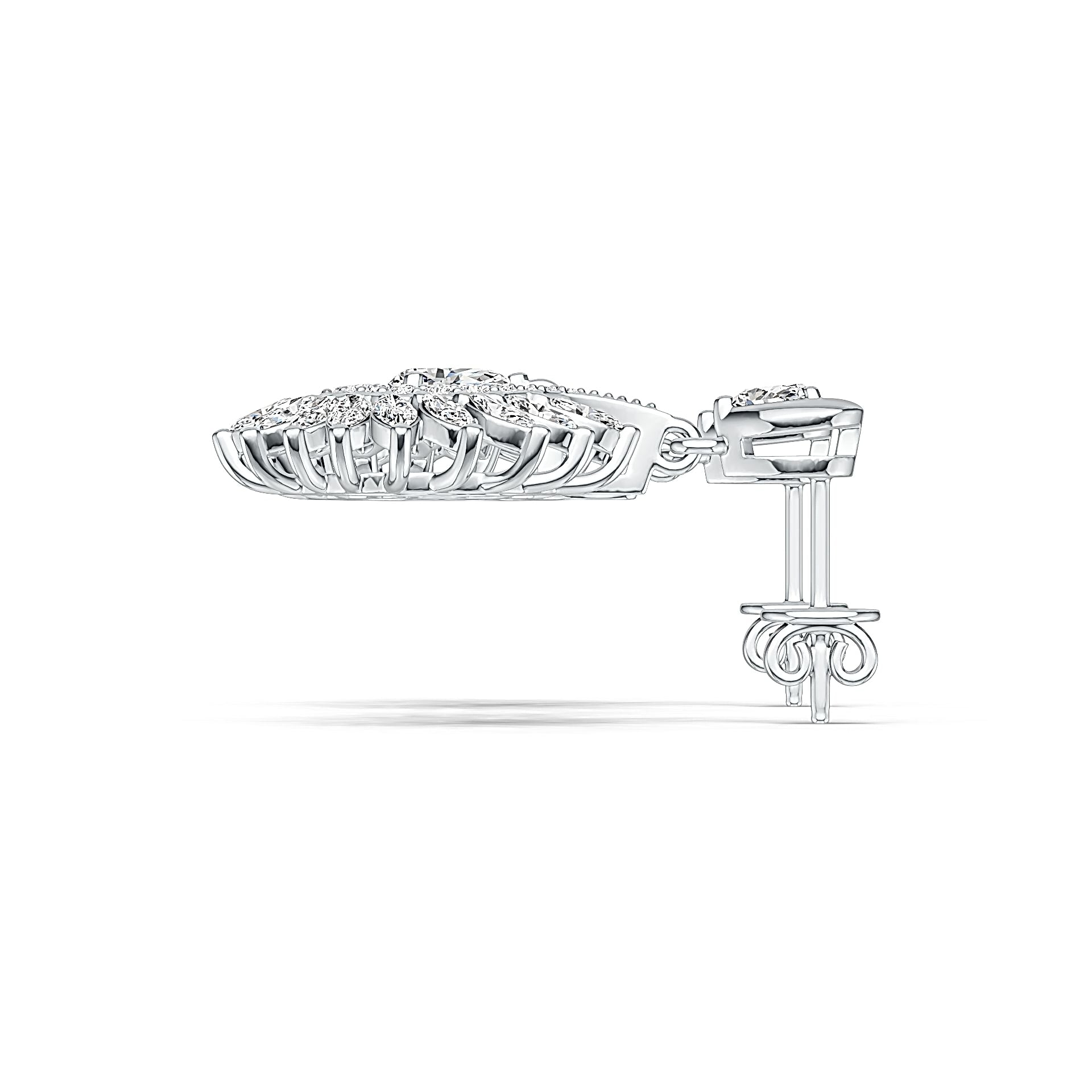 Sterling Silver Semi Mount Earrings Setting Pear PE 6X4mm with White Topaz DHJ